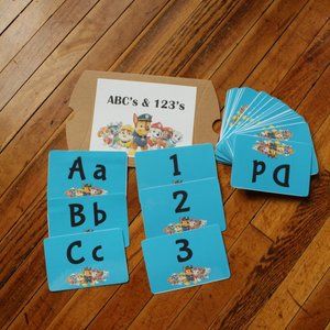 Paw Patrol Handmade Flash Cards Alphabet & Numbers